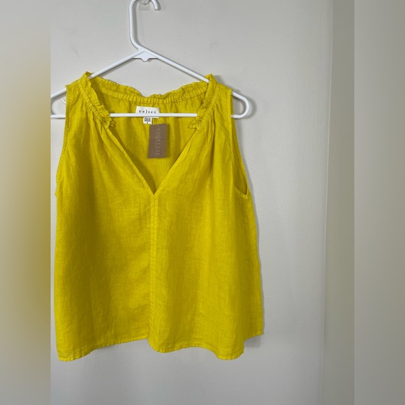 Velvet Graham Spencer Yellow Sleeveless Top Vignette Linen Size S NWT - Picture 4 of 11